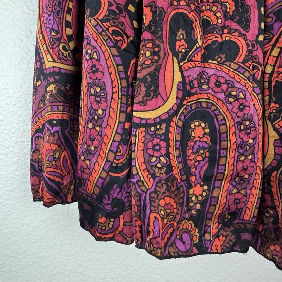 Vintage Nygard Collection Silk Floral Paisley Pleated Pull On Midi Skirt S/M - Picture 14 of 16